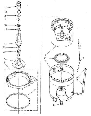 Agitator, basket and tub
