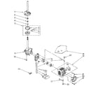 Whirlpool LA5580XSN2 brake, clutch, gearcase, motor and pump diagram