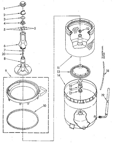 Agitator, basket and tub