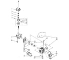 Whirlpool LA5580XSG3 brake, clutch, gearcase, motor and pump diagram