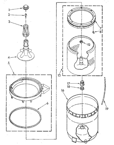 Agitator, basket and tub