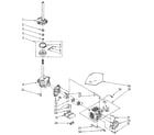 Whirlpool LA5300XSF2 brake, clutch, gearcase, motor and pump diagram