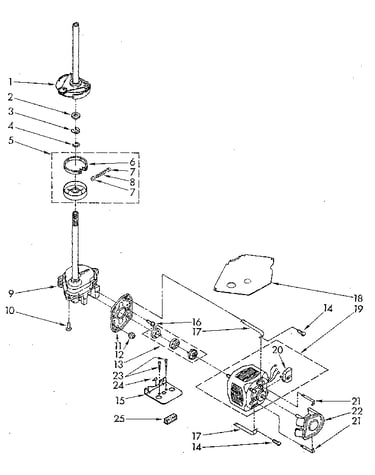 Brake, clutch, gearcase, motor and pump