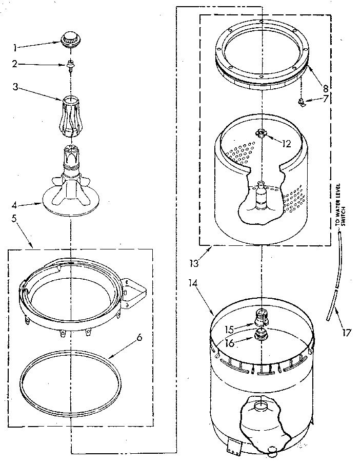 AGITATOR, BASKET AND TUB