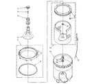 Whirlpool LA5500XSM1 agitator, basket and tub diagram