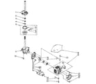 Whirlpool LA5500XSN1 brake, clutch, gearcase, motor and pump diagram