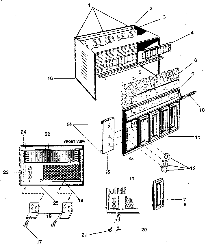 Cabinet and front panel