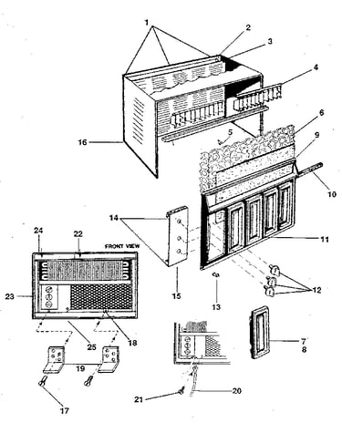 Cabinet and front panel