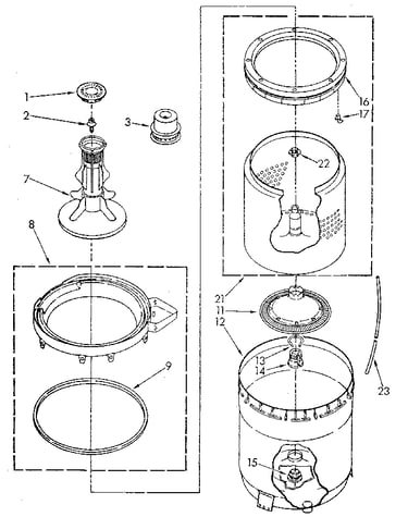 Agitator, basket and tub
