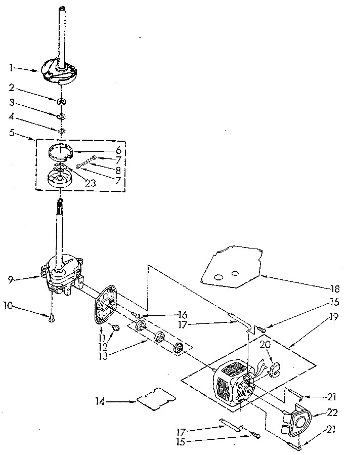 Brake, clutch, gearcase, motor and pump