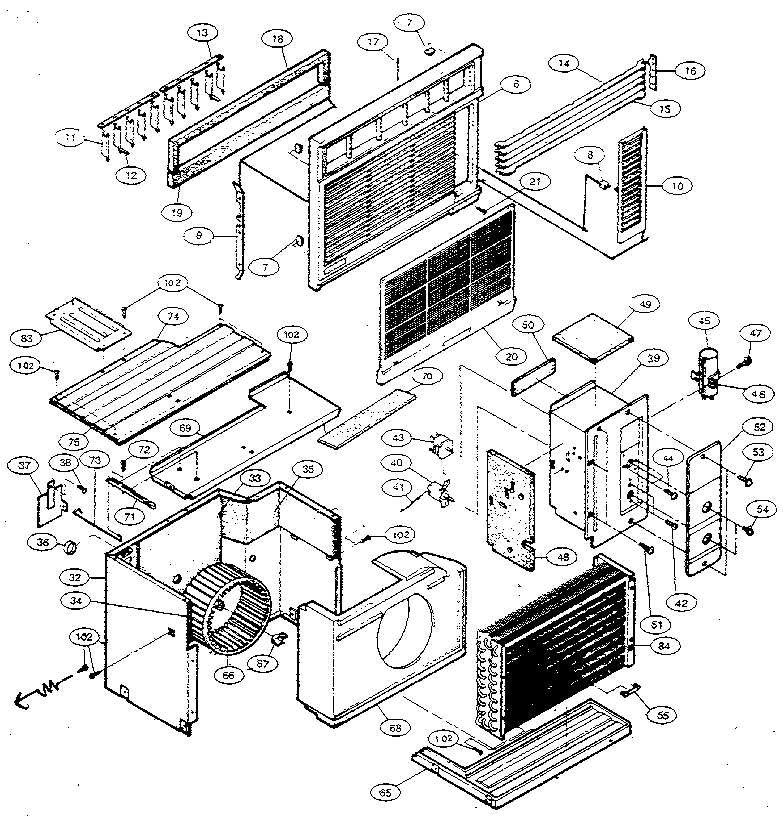 Front frame and evaporator parts