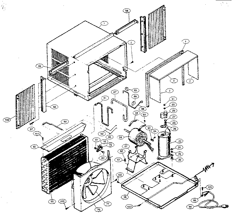 Cabinet and compressor parts