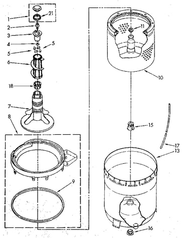 Agitator, basket and tub