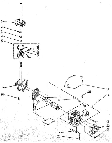Brake, clutch, gearcase, motor and pump
