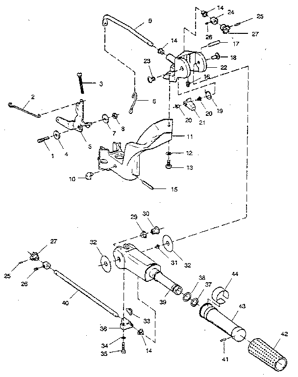 Tiller handle and throttle linkage