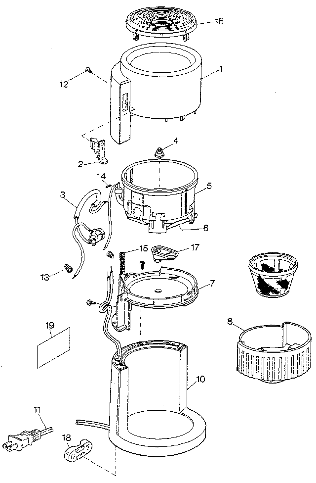 Model dcm5 drip coffeemaker