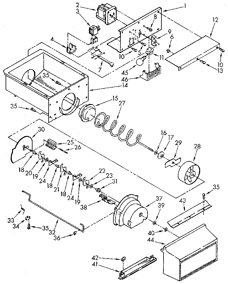Motor and ice container