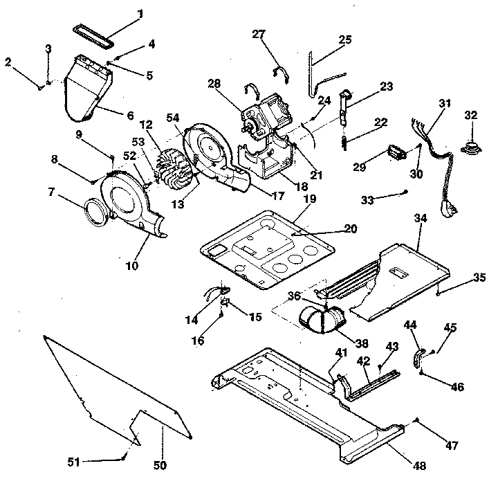 Dryer-motor, blower, belt