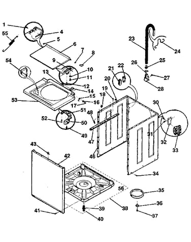 Washer-cabinet, top panel, base