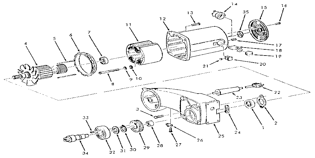 Motor and arm assembly