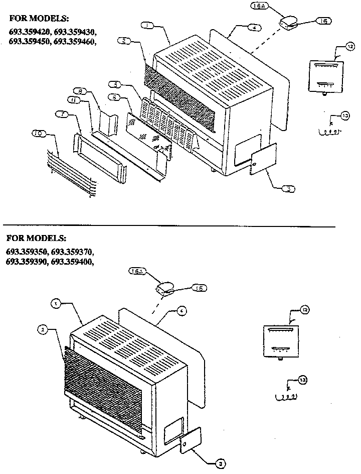 Complete casing assembly models 359420 & 359350