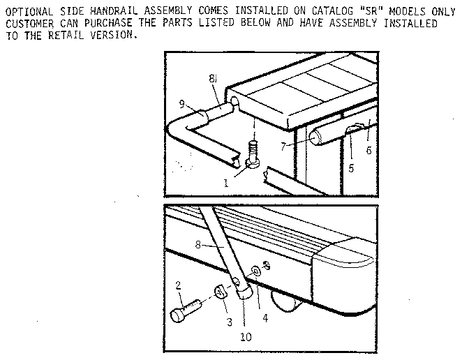 Optional handrail assembly