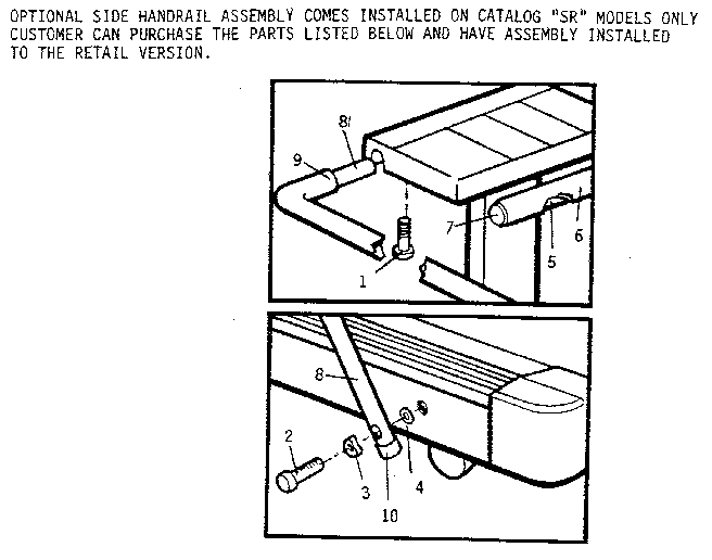 Optional handrail assembly