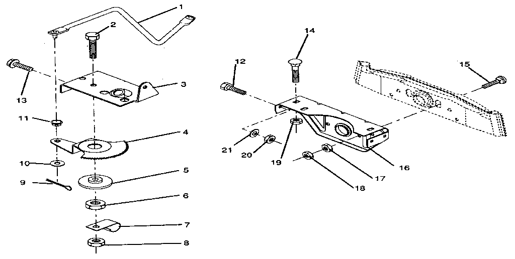Sector gear/axle support