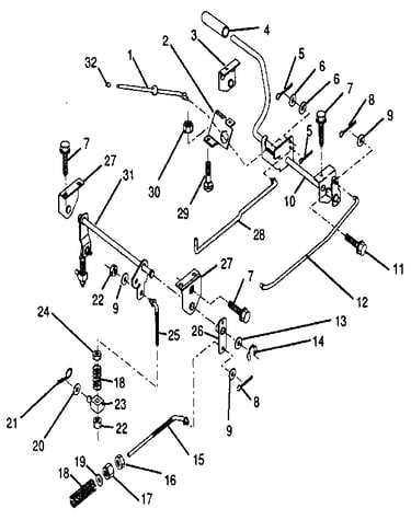 Parking brake/rear mower lift assembly