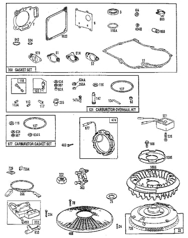 Flywheel, ring gear, and gasket set