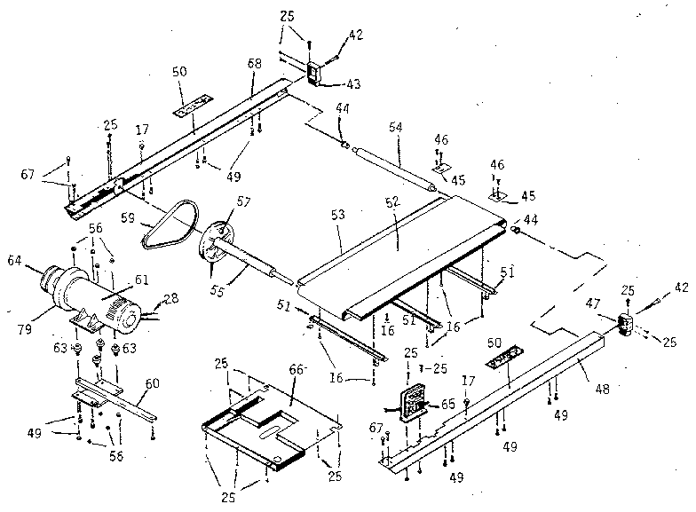 Motor and walking belt assembly