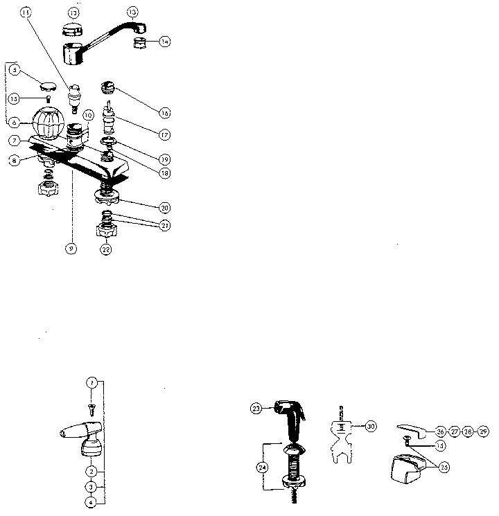 Two handle washerless kitchen faucets