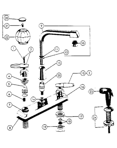 Two handle washerless high spout kitchen faucets