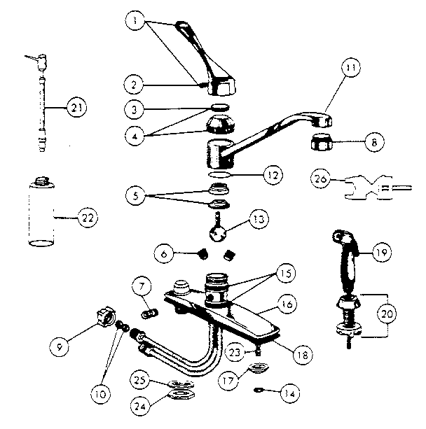 Single handle washerless kitchen faucet