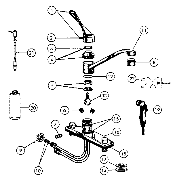 Single handle washerless kitchen faucet