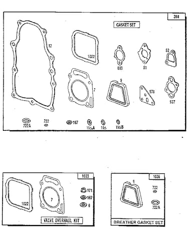 Gasket/breather gasket set and valve overhaul kit