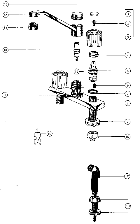 Two handle washerless kitchen faucets