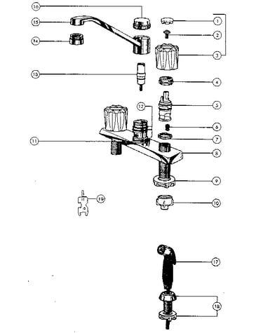 Two handle washerless kitchen faucets