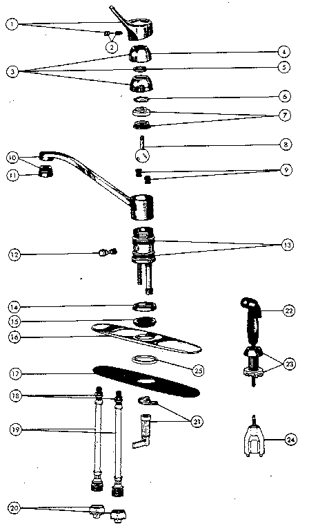 Single handle washerless kitchen faucets
