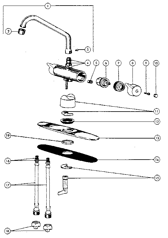 Two handle washerless kitchen faucets