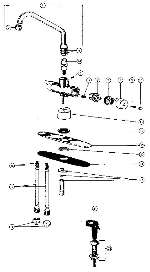 Two handle washerless kitchen faucets