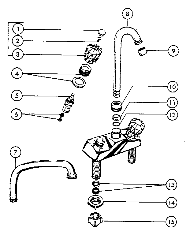 2 handle washerless valu-flo bar sink and laundry faucets