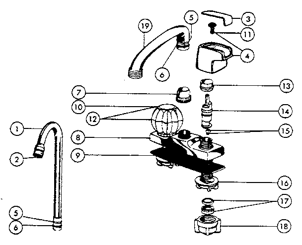 Two handle washerless bar sink and laundry faucets