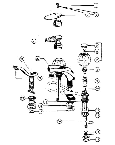 Two handle washerless widespread lavatory faucets