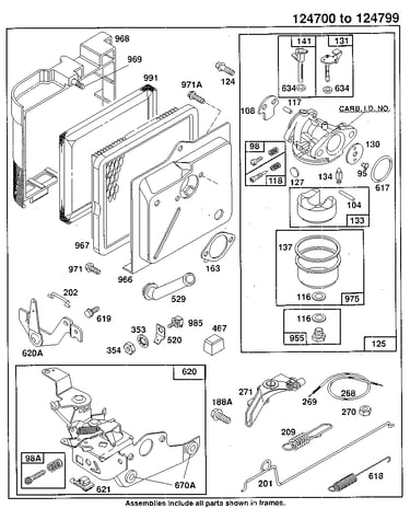 Carburetor and air cleaner assembly