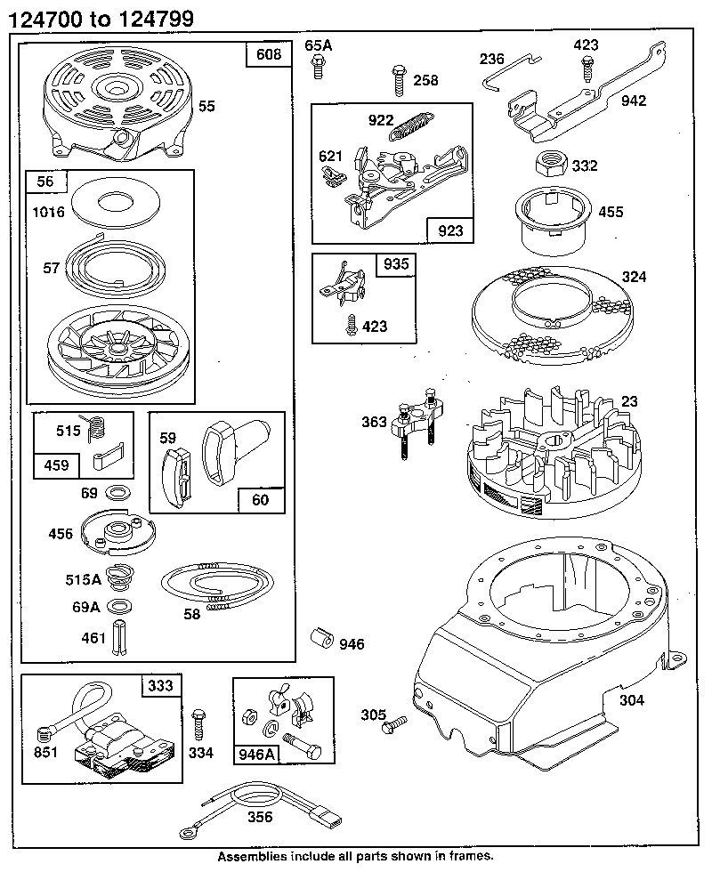 Flywheel assembly and blower housing