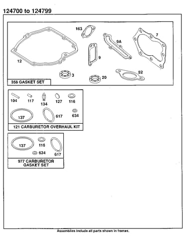 Gasket set and carburetor overhaul kit