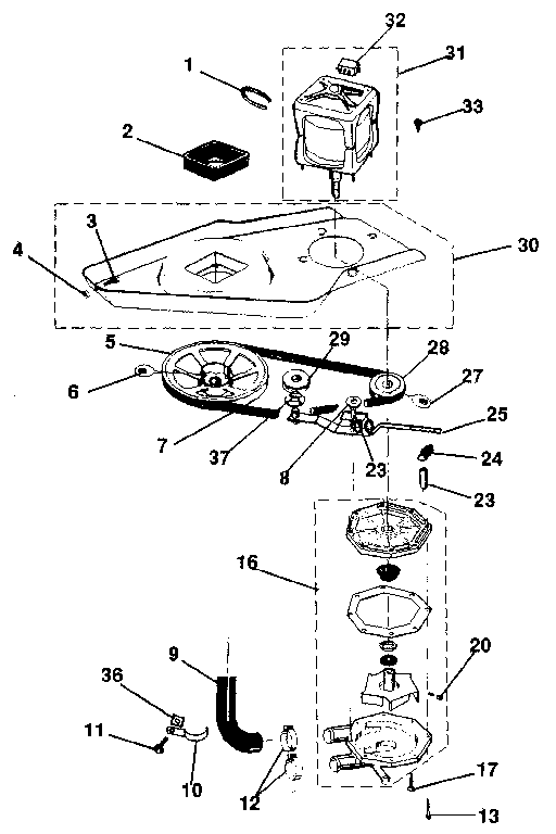 Washer drive system, pump