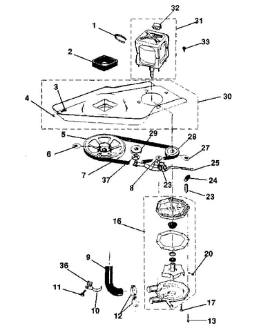 Washer drive system, pump