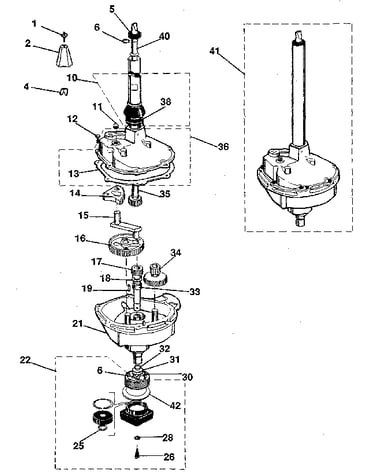 Transmission, water seal, lower bearing assy